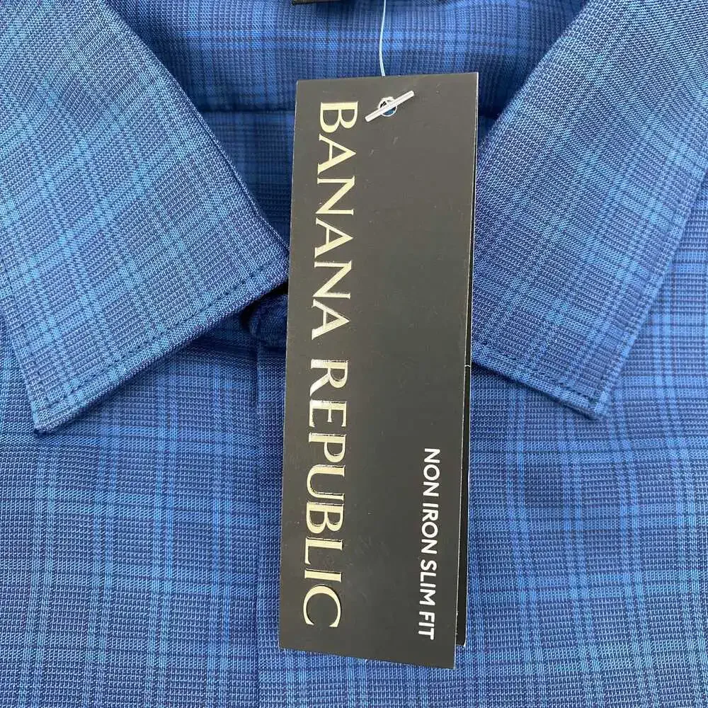 Banana Republic Blue Plaid Dress Shirt | Men’s Regular Size L